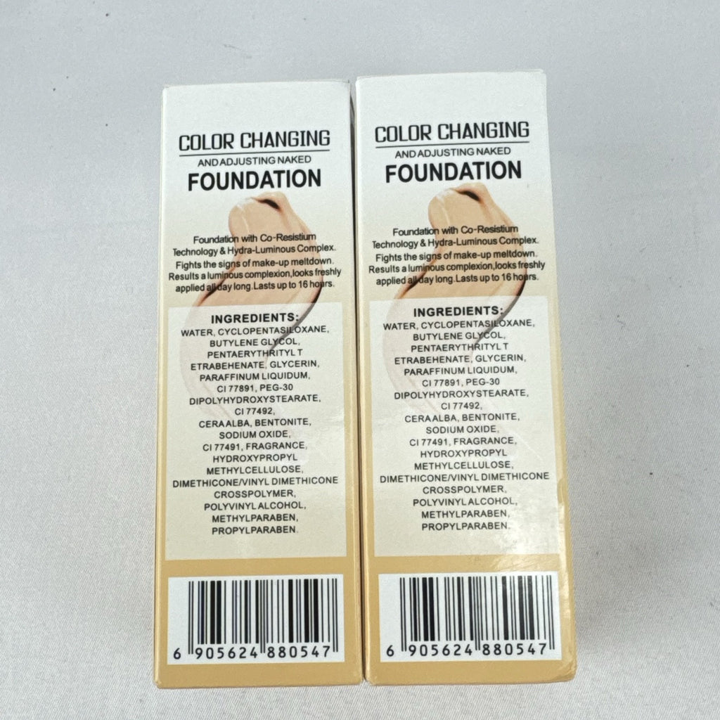 Two bottles of TLM Color Changing Liquid Foundation with SPF 15 in original packaging