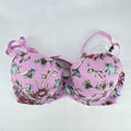 Victoria's Secret size 34D pink mesh lightly lined underwire bra with multicolor floral embroidery.