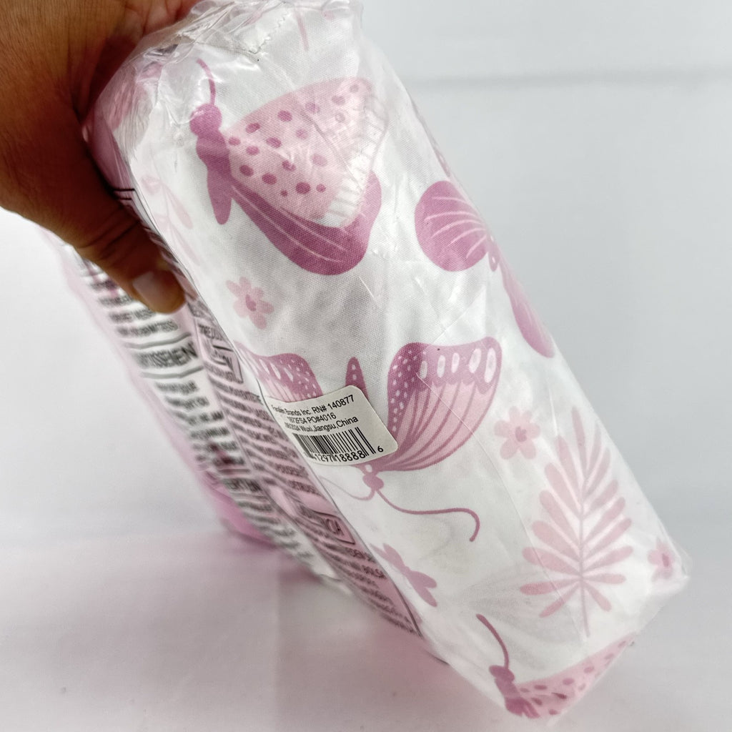 The Peanutshell 4-pack pink floral and butterfly microfiber fitted crib sheets in original packaging