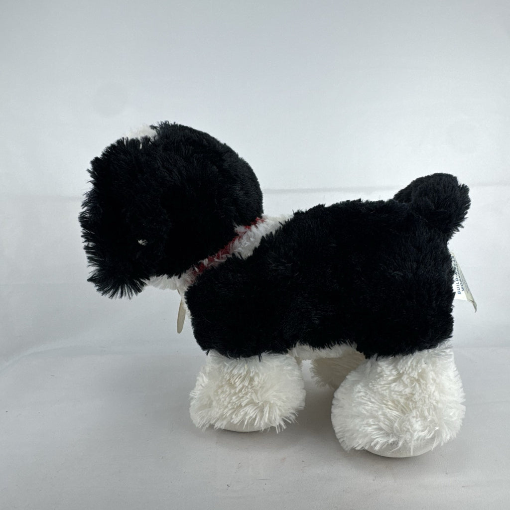 Build-A-Bear Workshop Promise Pets black and white puppy plush dog with collar, 12-inch.