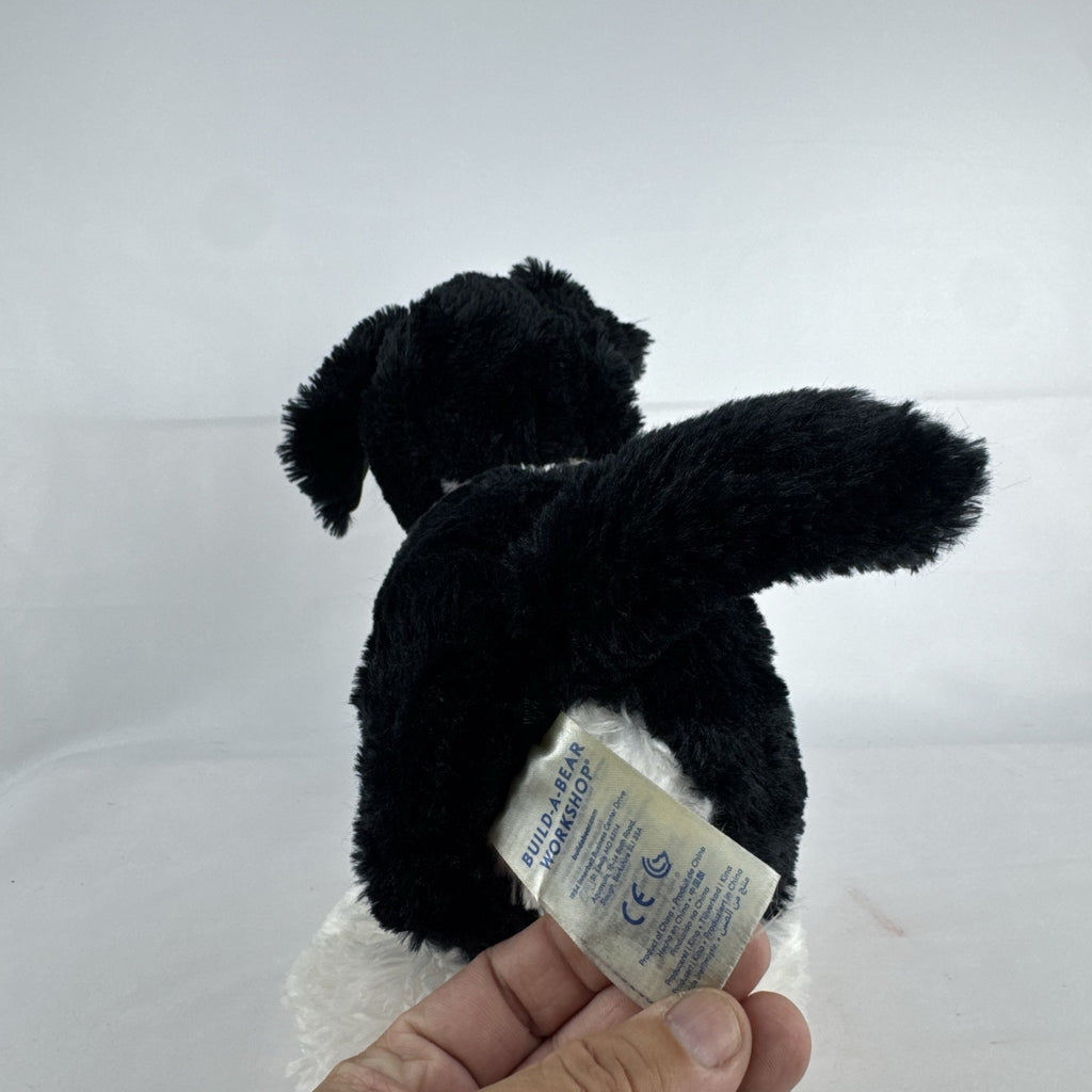 Build-A-Bear Workshop Promise Pets black and white puppy plush dog with collar, 12-inch.