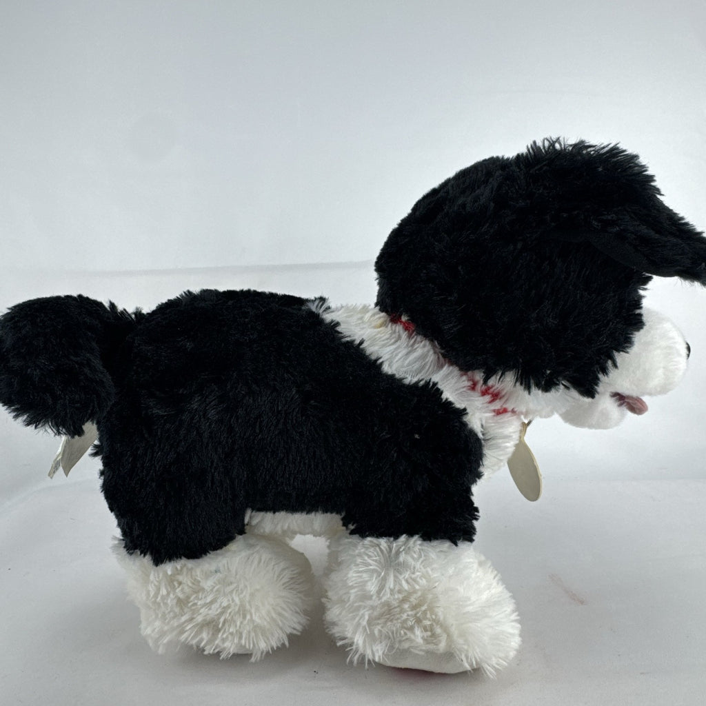 Build-A-Bear Workshop Promise Pets black and white puppy plush dog with collar, 12-inch.