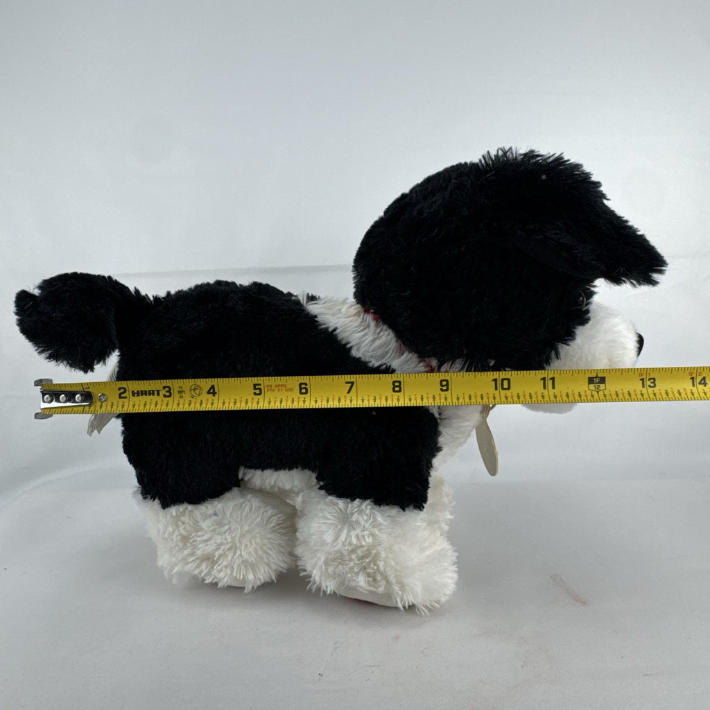 Build-A-Bear Workshop Promise Pets black and white puppy plush dog with collar, 12-inch.