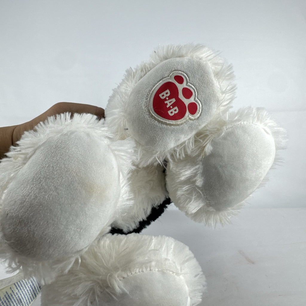 Build-A-Bear Workshop Promise Pets black and white puppy plush dog with collar, 12-inch.