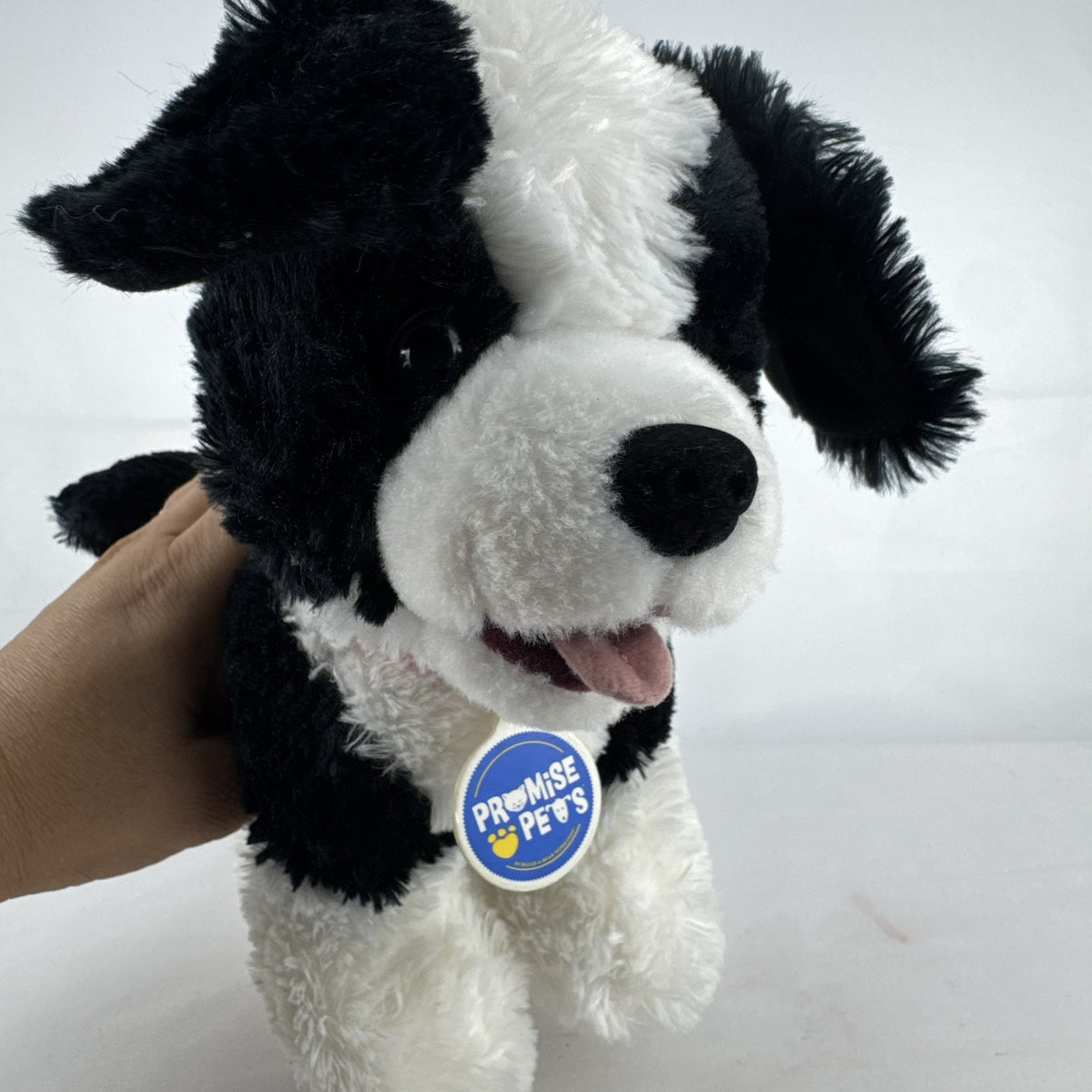 Build-A-Bear Workshop Promise Pets black and white puppy plush dog with collar, 12-inch.