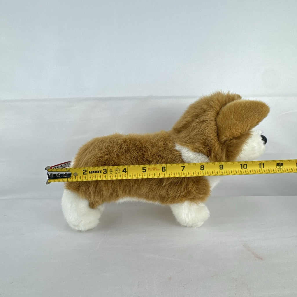 Douglas Welsh Corgi 10-inch standing plush dog in tan and white