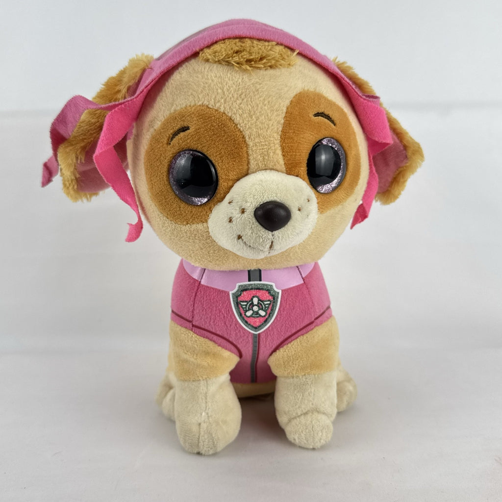 Ty PAW Patrol Beanie Boos Skye plush dog in pink aviator suit with pink glitter eyes