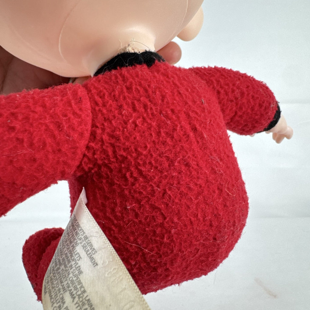 Disney Incredibles Jack-Jack plush doll with vinyl head and rooted hair in a red superhero suit