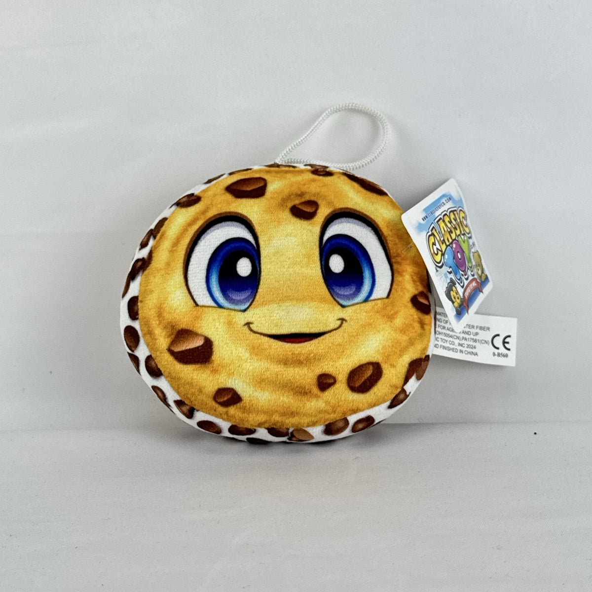Classic Toy Co. 5-inch chocolate chip cookie ice cream sandwich plush with big blue eyes and hanging loop