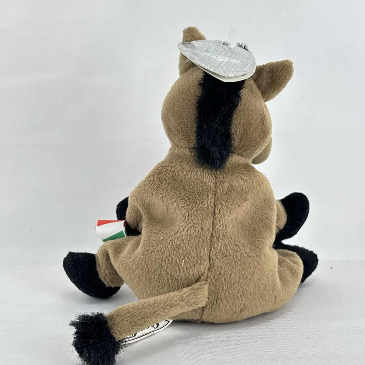 1999 Coca-Cola International collection brown Italy wild boar bean bag plush holding green contour bottle