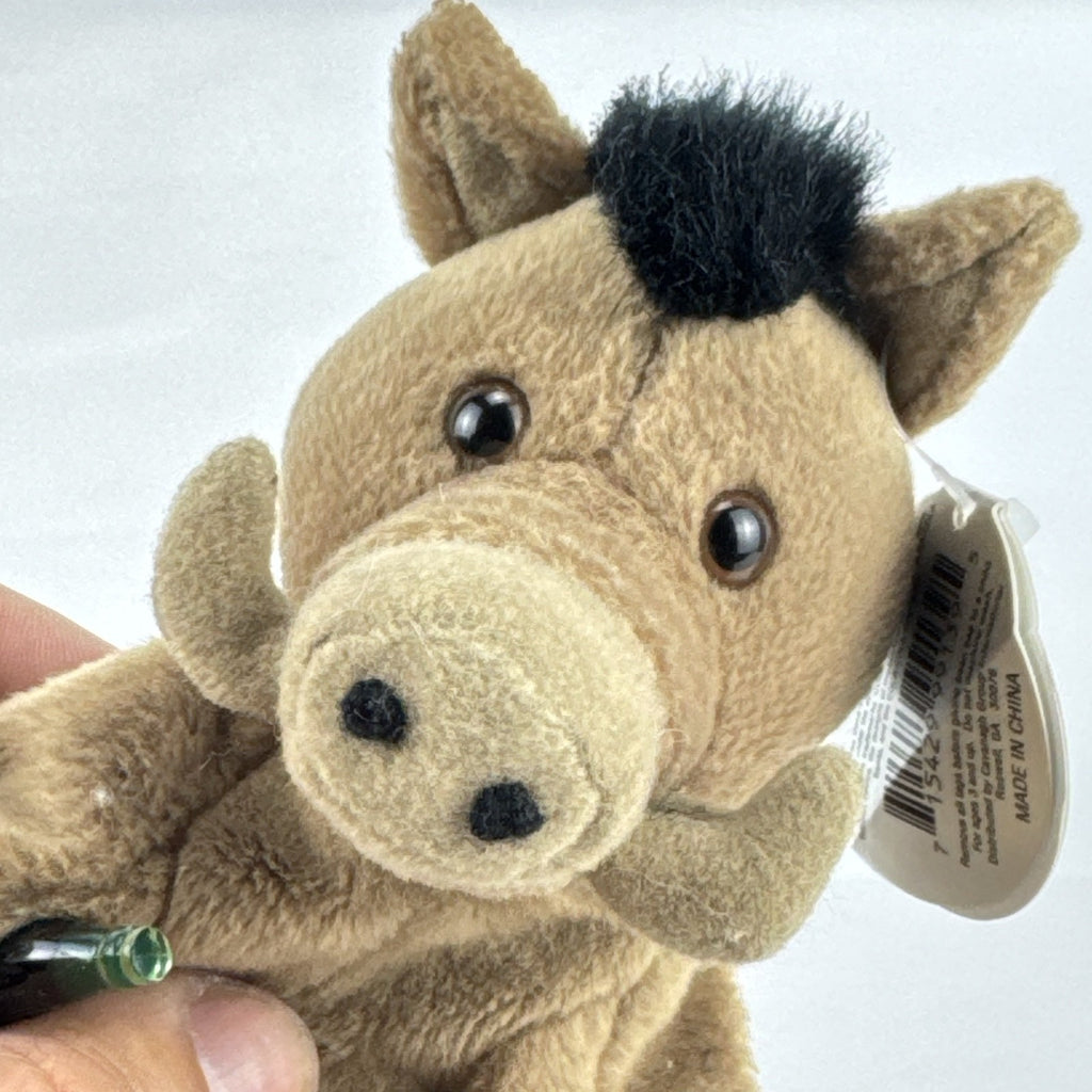 1999 Coca-Cola International collection brown Italy wild boar bean bag plush holding green contour bottle