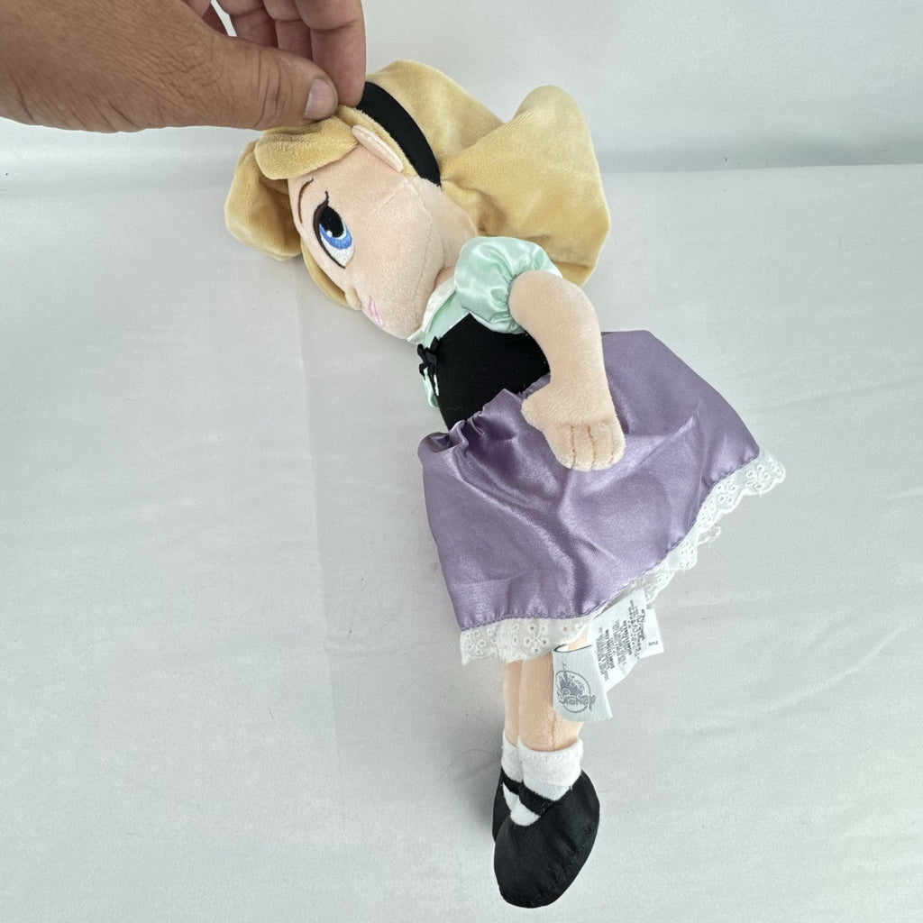 Disney Store Princess Aurora plush doll in Briar Rose peasant dress with lavender satin skirt