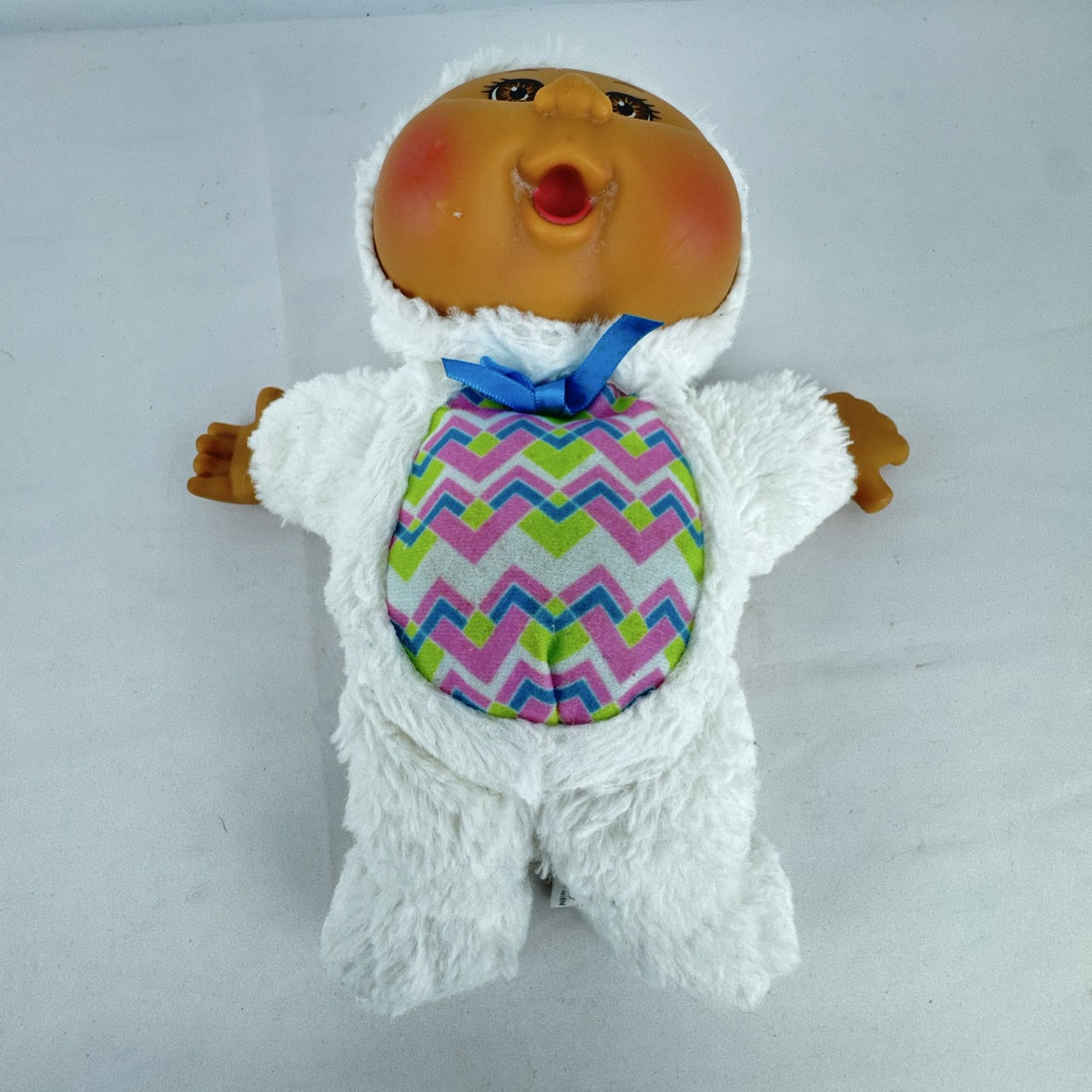 JAKKS Pacific Cabbage Patch Kids Cuties 9-inch Easter lamb plush doll in white fleece suit with chevron belly