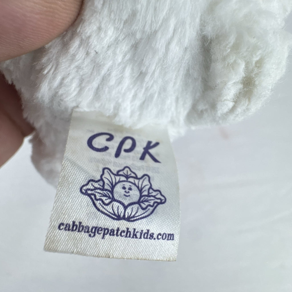 JAKKS Pacific Cabbage Patch Kids Cuties 9-inch Easter lamb plush doll in white fleece suit with chevron belly