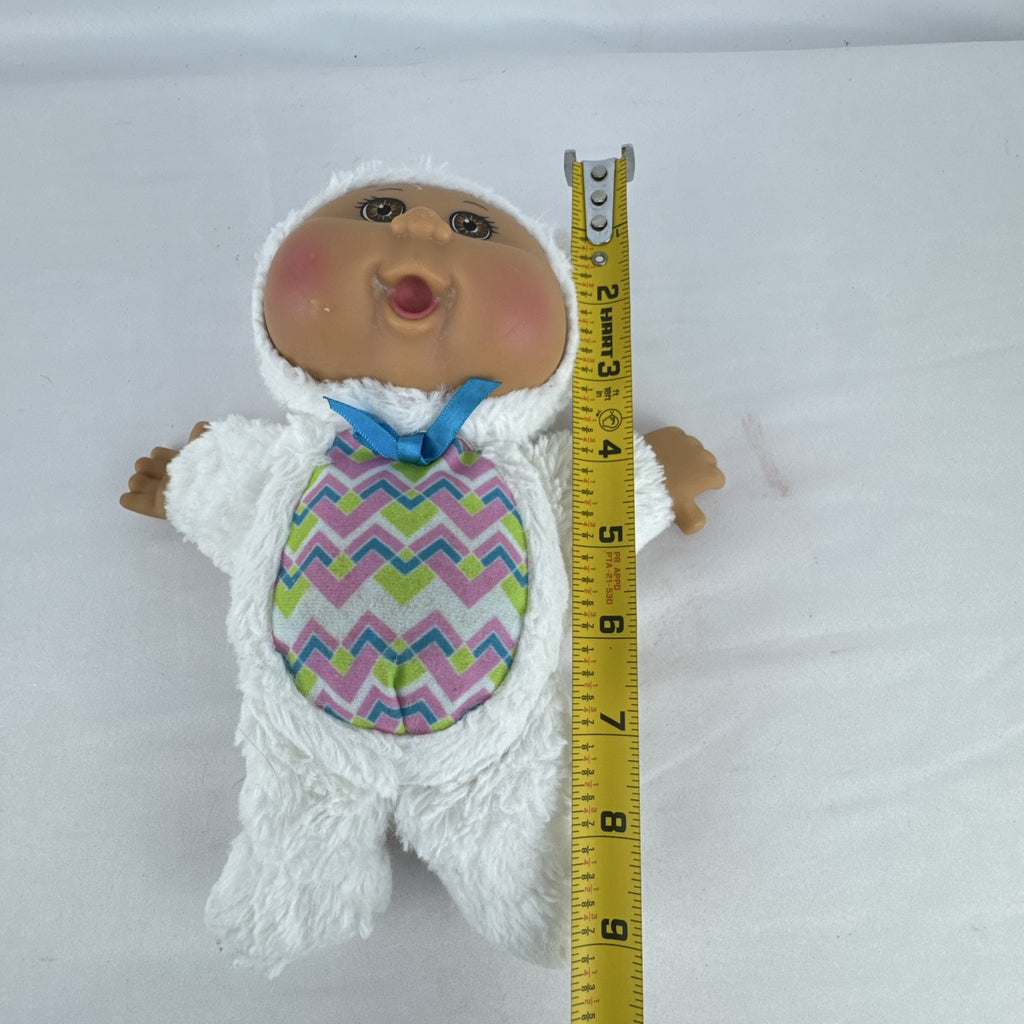JAKKS Pacific Cabbage Patch Kids Cuties 9-inch Easter lamb plush doll in white fleece suit with chevron belly