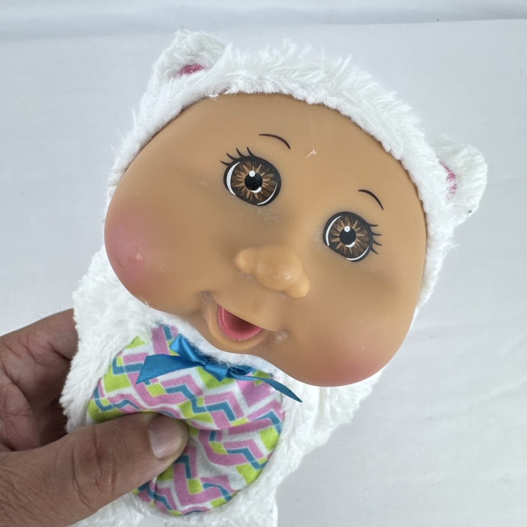 JAKKS Pacific Cabbage Patch Kids Cuties 9-inch Easter lamb plush doll in white fleece suit with chevron belly