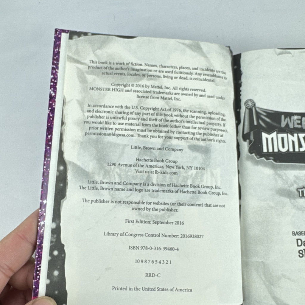 Mattel Monster High The Origin Story deluxe hardcover novel showing cover artwork and spine.
