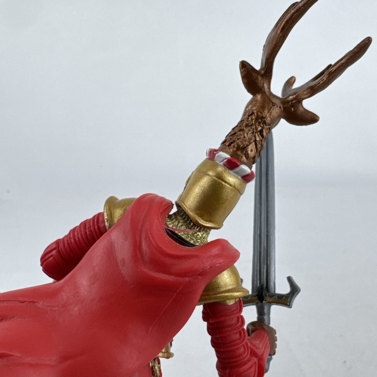 Papo 2007 Red Stag Knight action figure with antler helmet crest, sword, and shield