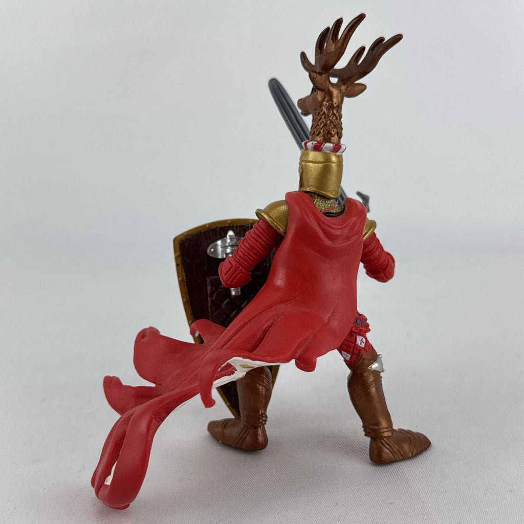 Papo 2007 Red Stag Knight action figure with antler helmet crest, sword, and shield