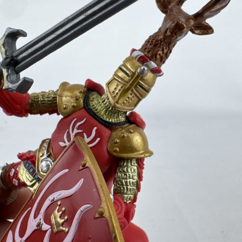Papo 2007 Red Stag Knight action figure with antler helmet crest, sword, and shield