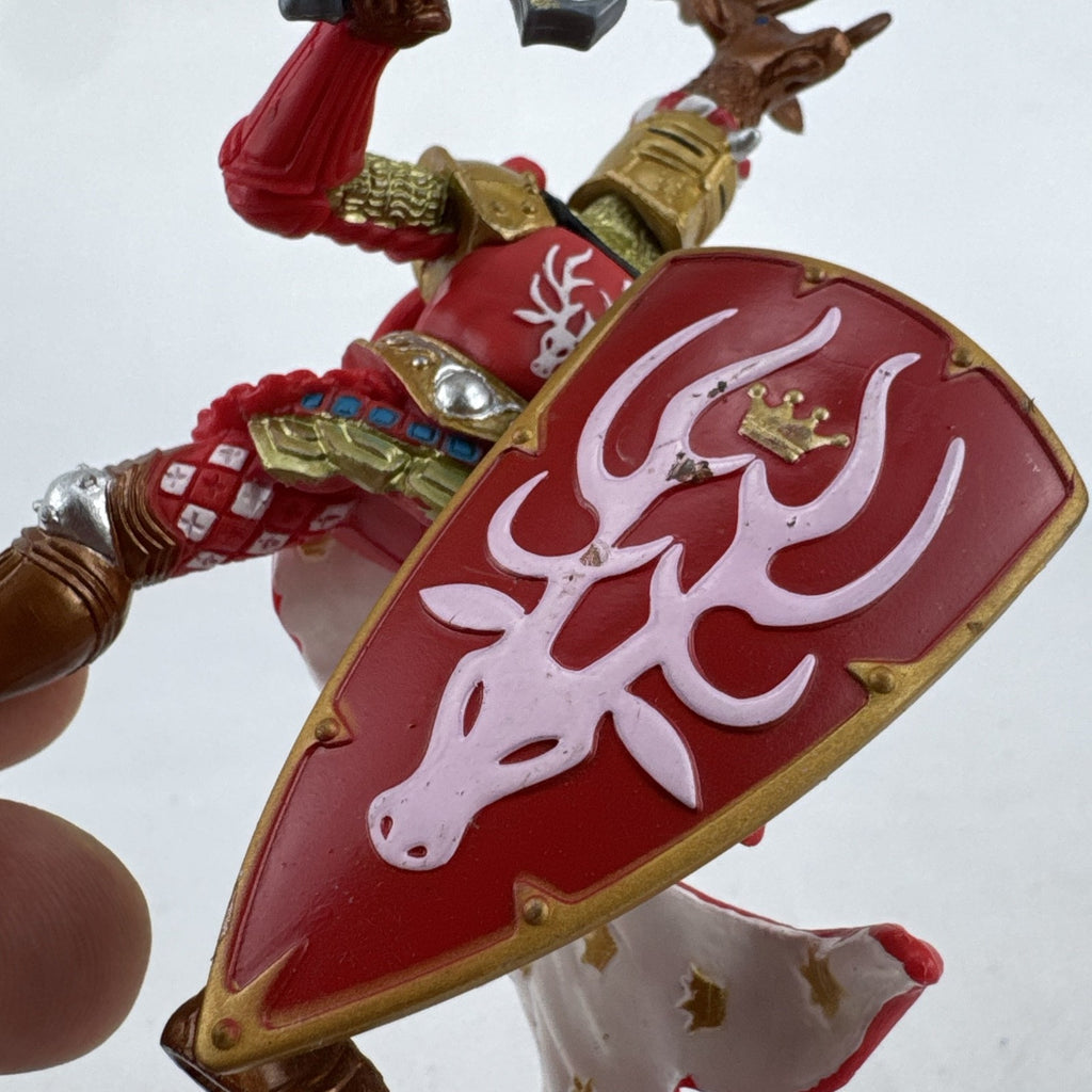 Papo 2007 Red Stag Knight action figure with antler helmet crest, sword, and shield