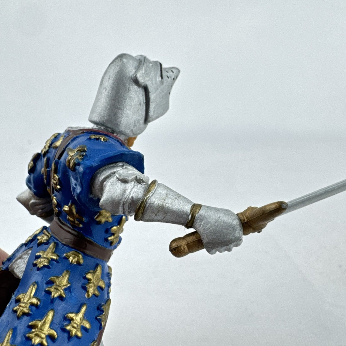 Papo medieval French knight PVC action figure with sword and blue fleur-de-lis shield