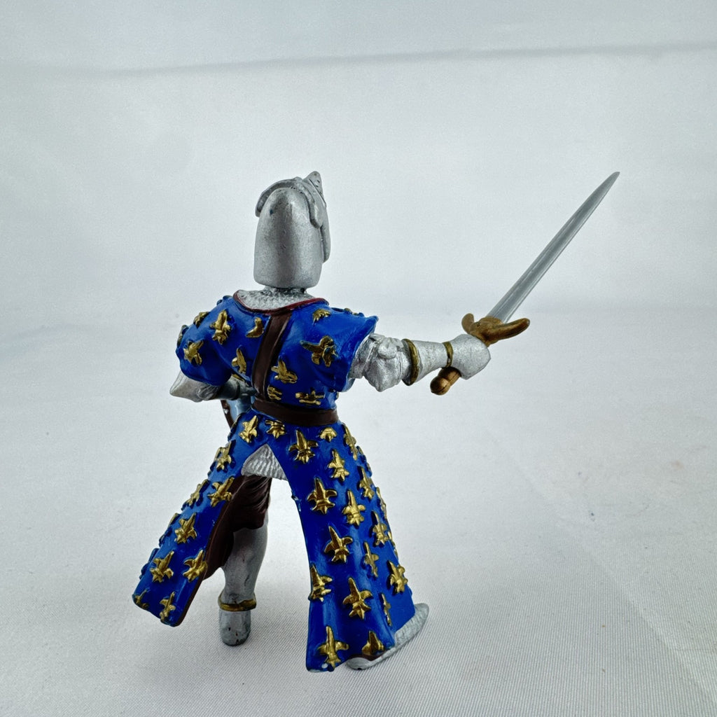 Papo medieval French knight PVC action figure with sword and blue fleur-de-lis shield