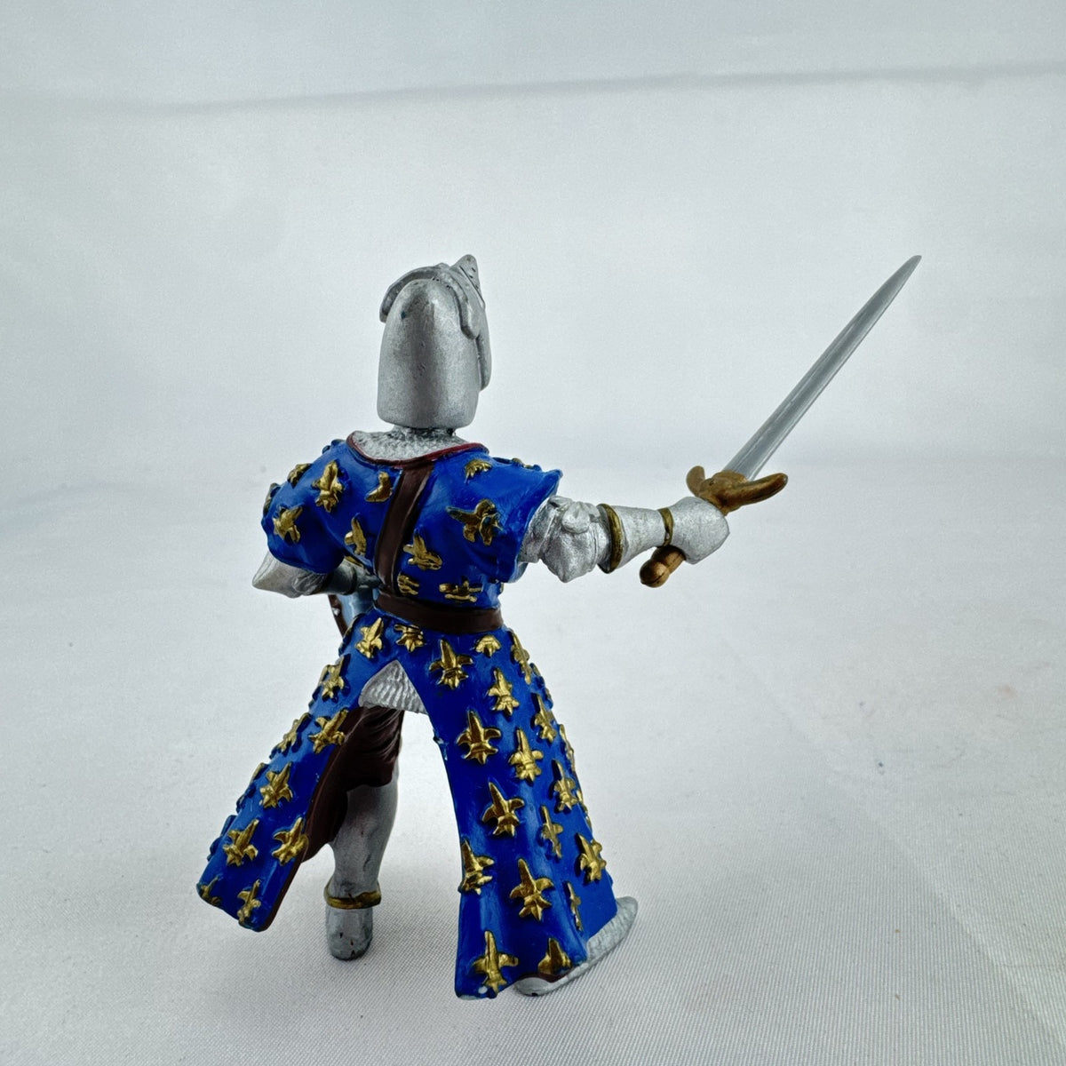 Papo medieval French knight PVC action figure with sword and blue fleur-de-lis shield