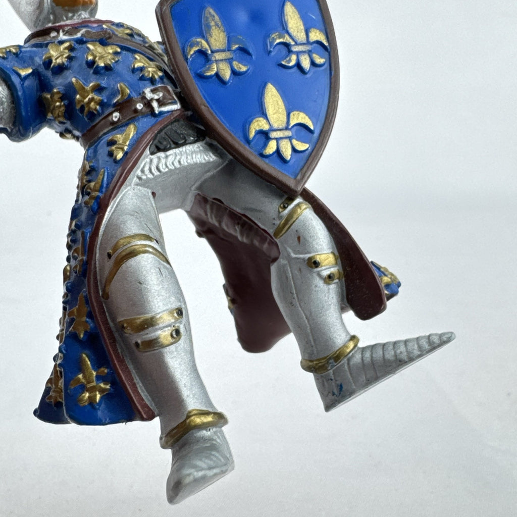 Papo medieval French knight PVC action figure with sword and blue fleur-de-lis shield