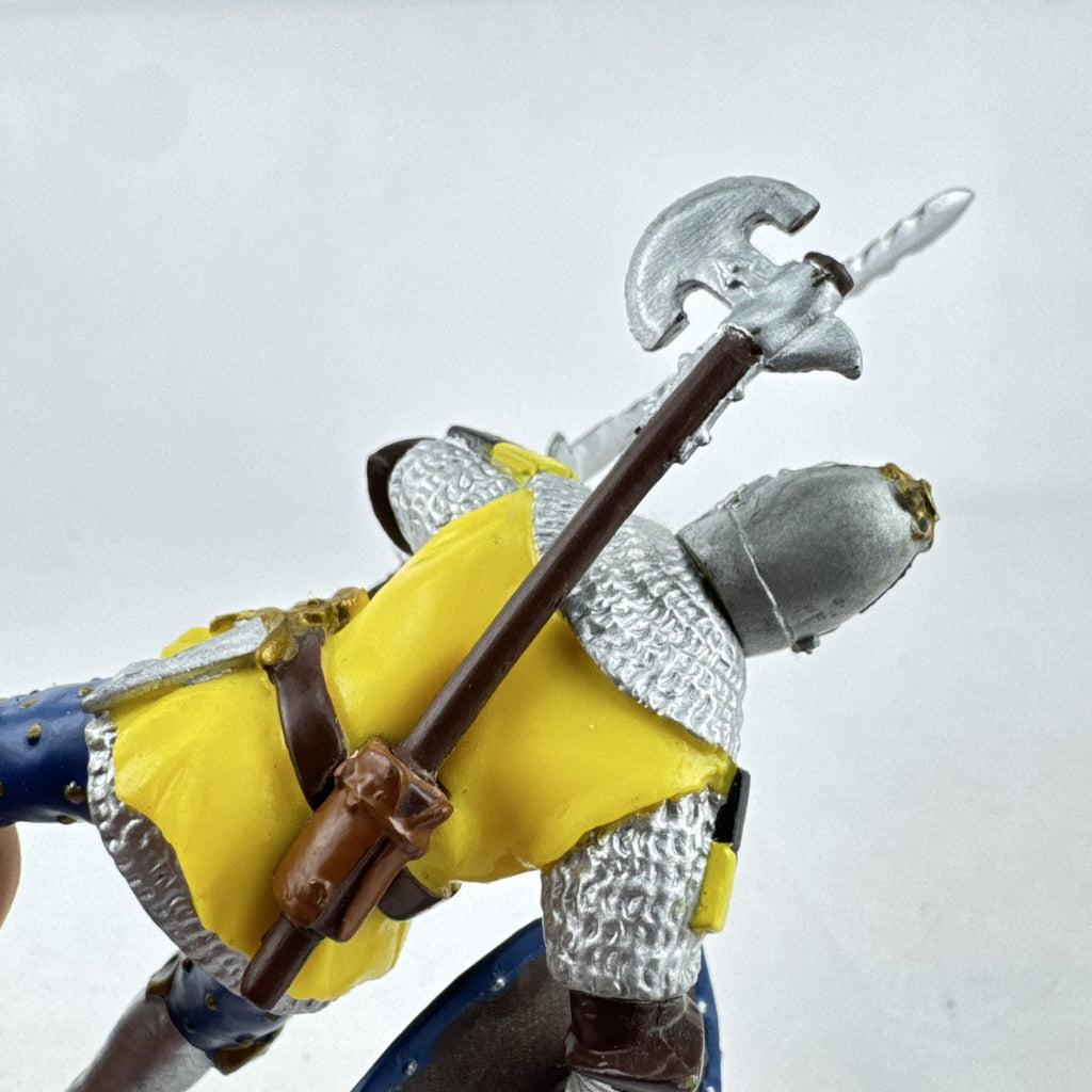 2002 Papo medieval knight action figure in yellow eagle armor with sword and shield