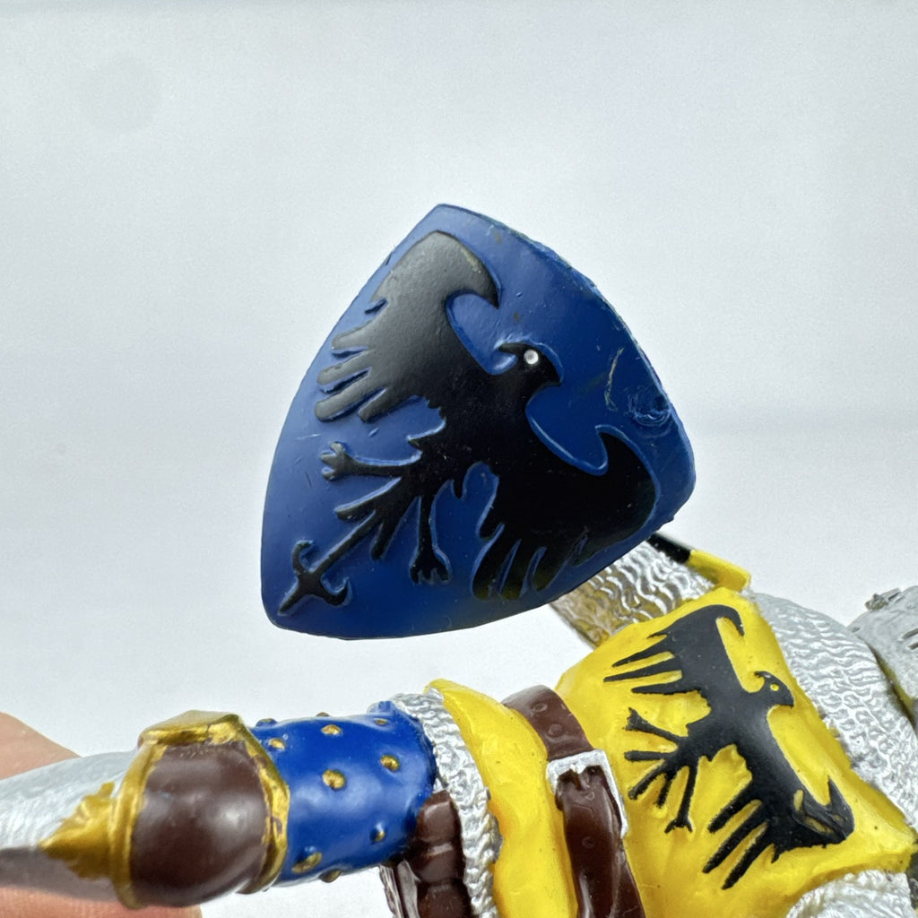 2002 Papo medieval knight action figure in yellow eagle armor with sword and shield