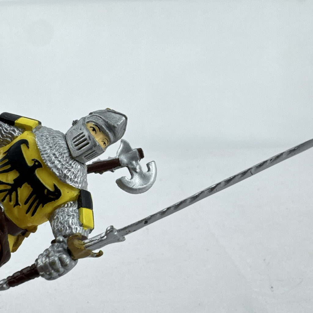 2002 Papo medieval knight action figure in yellow eagle armor with sword and shield