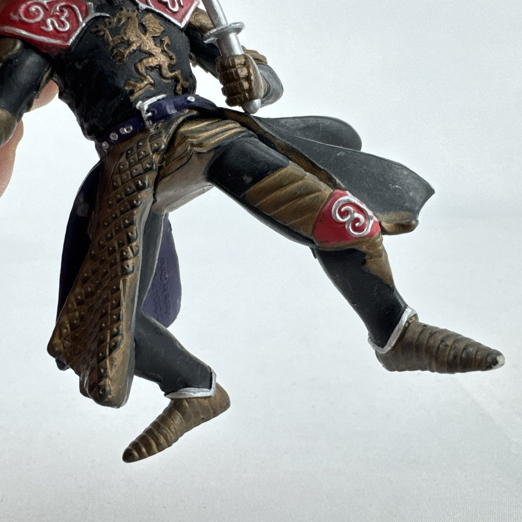 Papo 2004 medieval knight 4-inch action figure with winged dragon crest helmet, wavy sword, and spiked mace