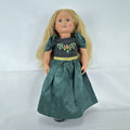 Battat Our Generation 18-inch blonde play doll wearing a green coronation dress and grey shoes