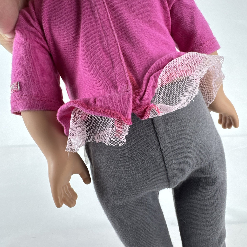 Cititoy My Life As 18-inch doll with brown hair, green eyes, freckles, and pink glitter heart outfit