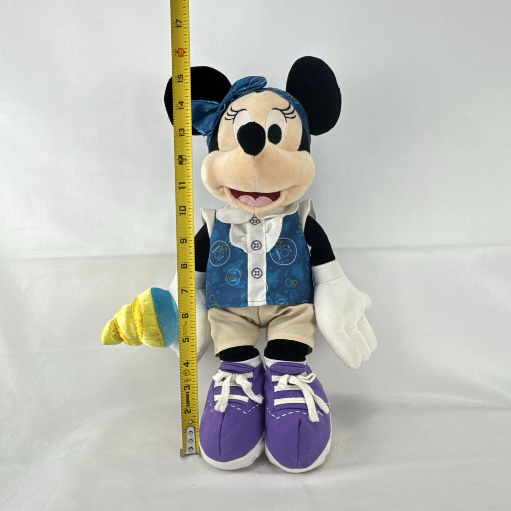 Disney Parks 2019 Disneyland Resort 17-inch Minnie Mouse plush doll holding an ice cream cone