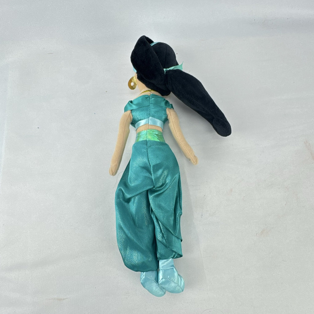 Disney Princess Jasmine 12-inch plush doll wearing teal satin outfit with gold accents