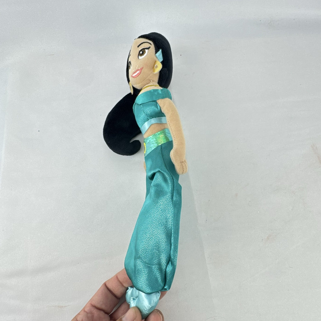 Disney Princess Jasmine 12-inch plush doll wearing teal satin outfit with gold accents