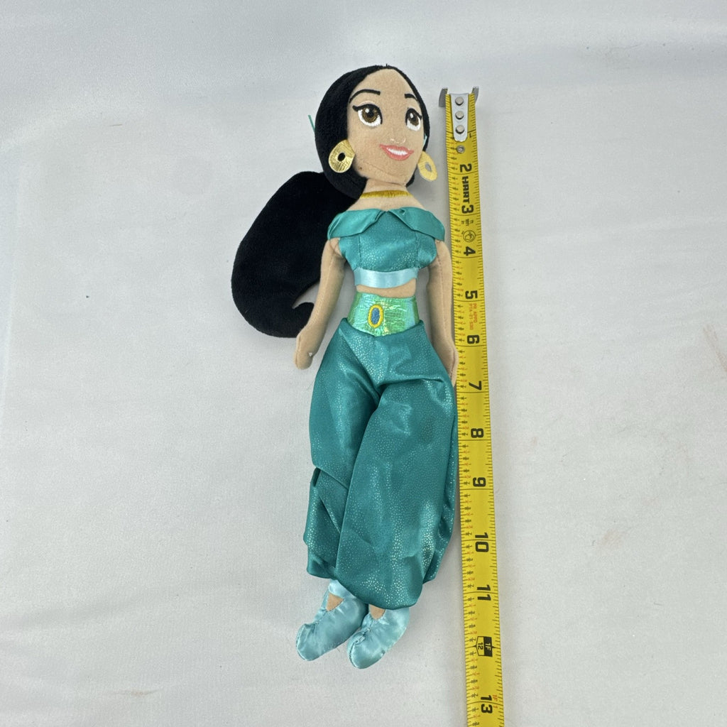 Disney Princess Jasmine 12-inch plush doll wearing teal satin outfit with gold accents