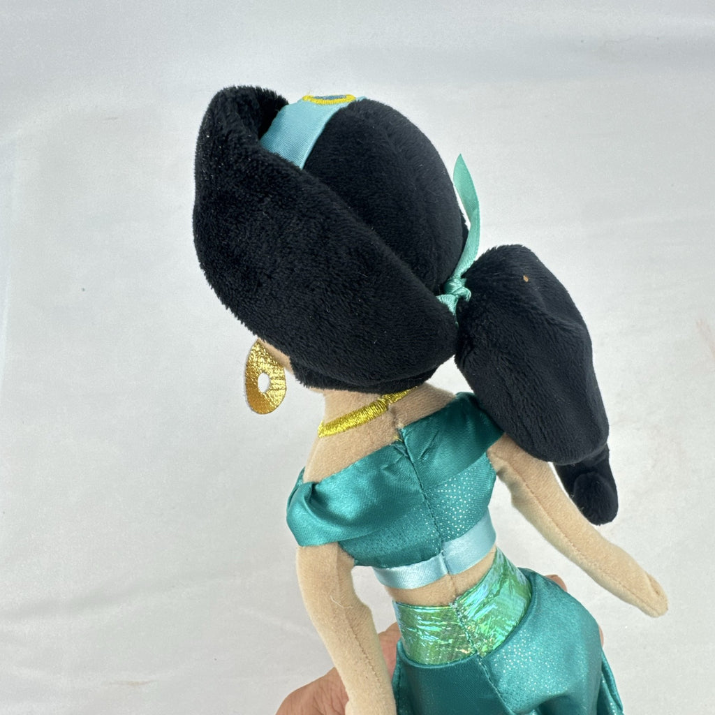 Disney Princess Jasmine 12-inch plush doll wearing teal satin outfit with gold accents
