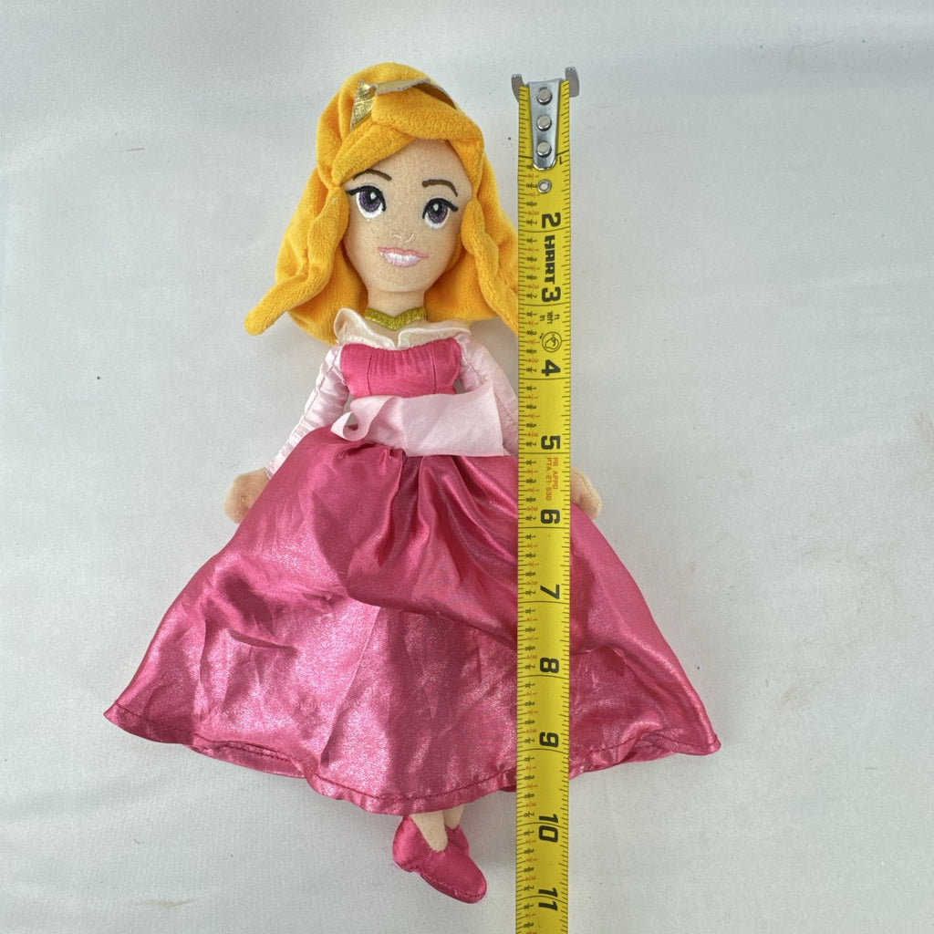 Disney Princess Aurora 10-inch plush doll wearing a pink satin ballgown and golden tiara