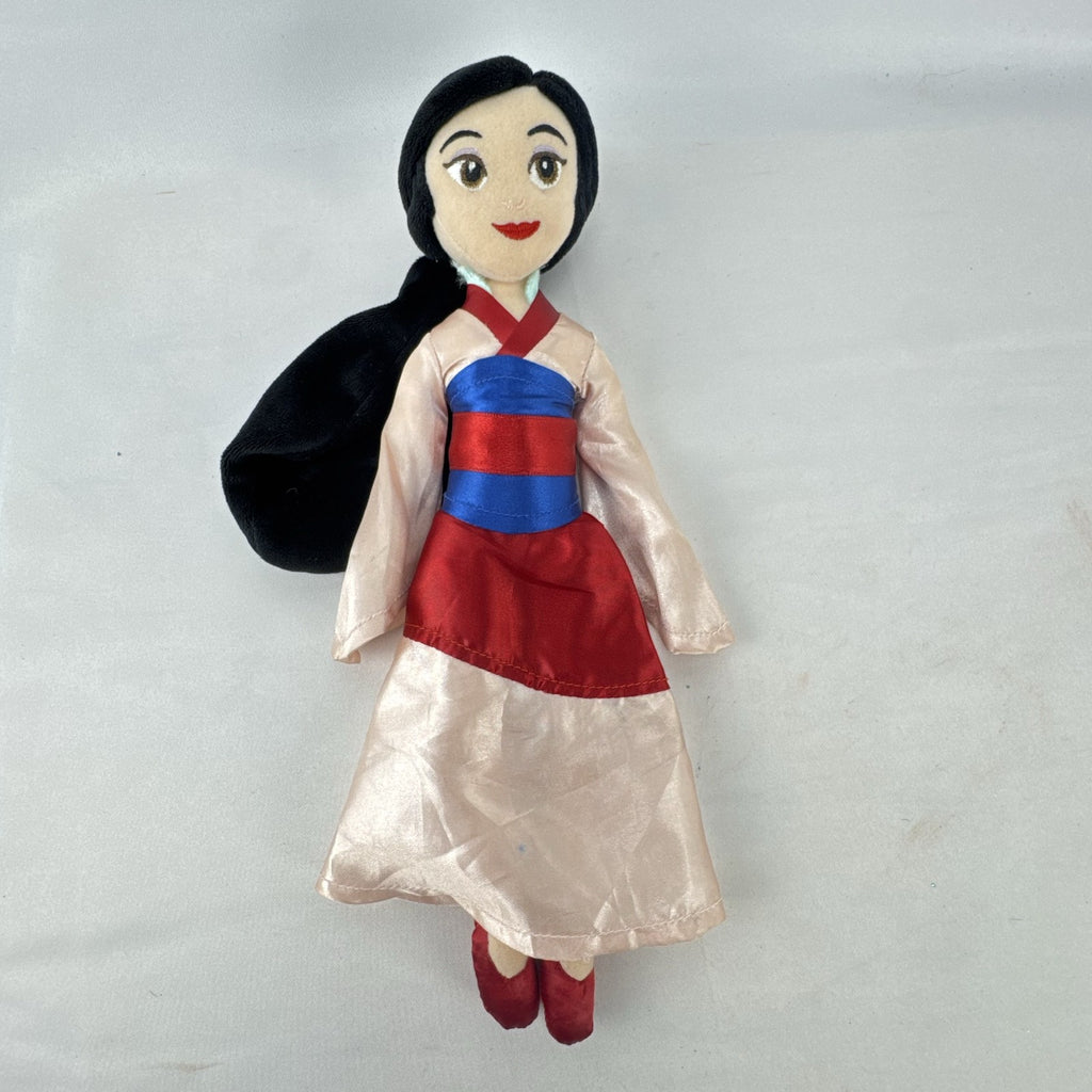 Disney Mulan 12-inch plush doll wearing traditional pink and red satin matchmaker dress