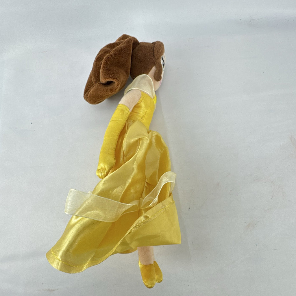 Disney Princess Belle 12-inch plush doll wearing yellow satin ball gown