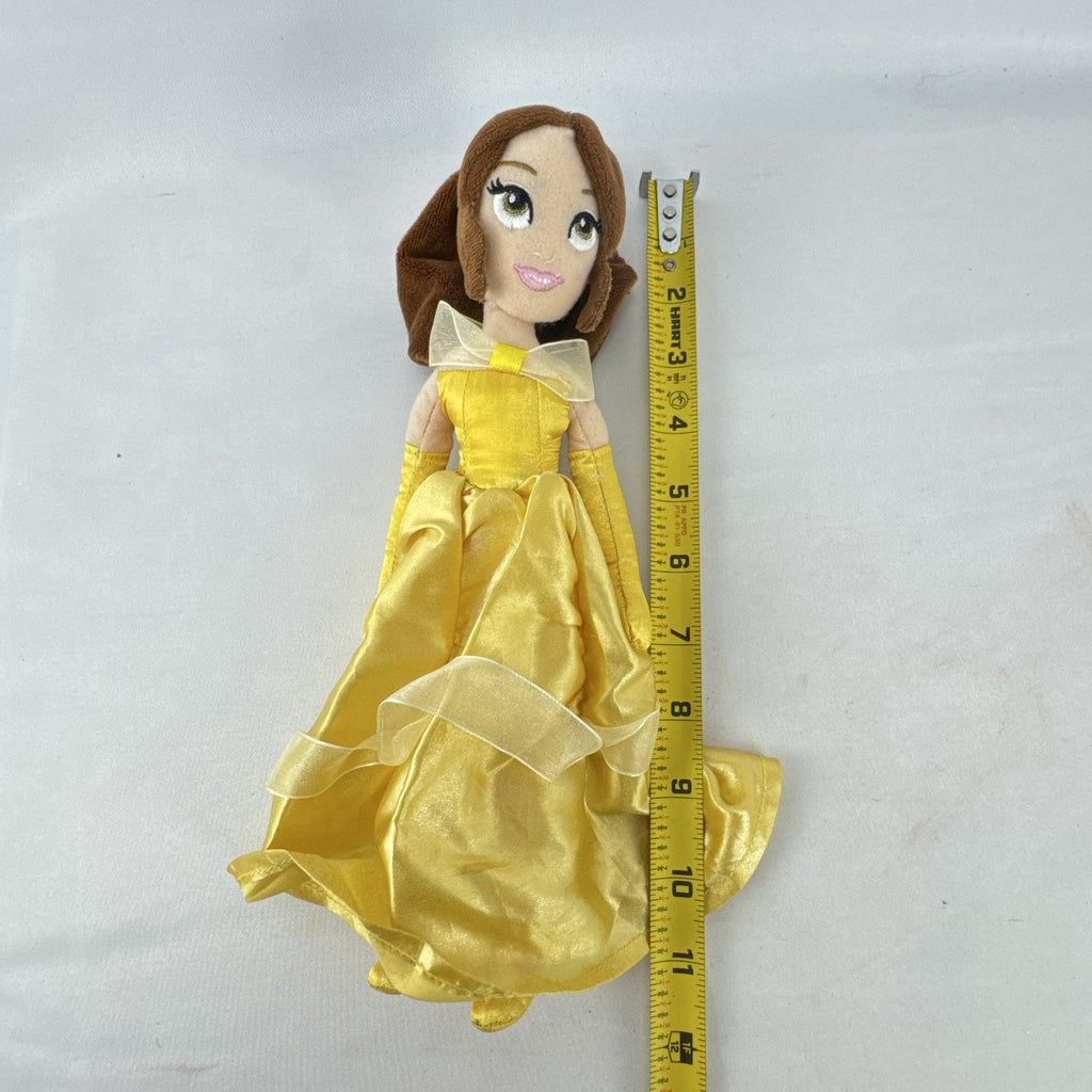 Disney Princess Belle 12-inch plush doll wearing yellow satin ball gown