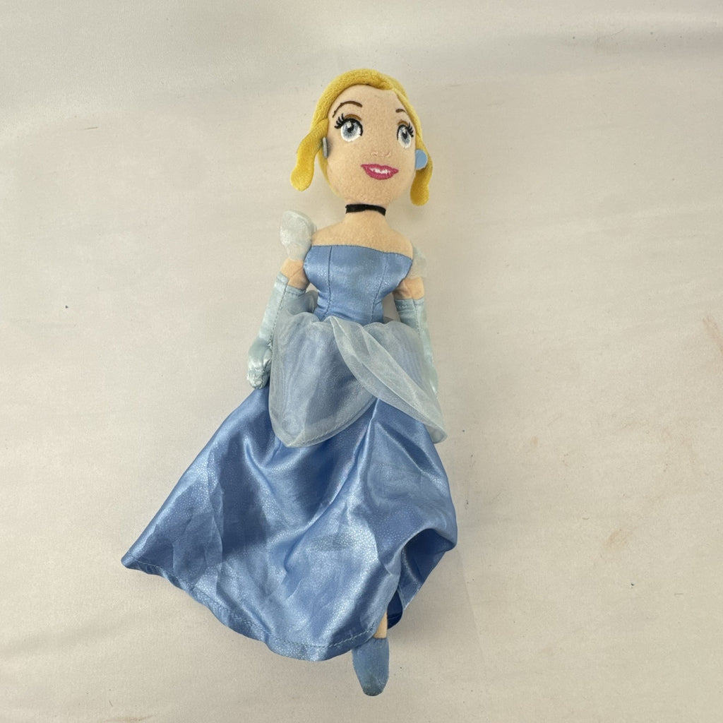 Disney Cinderella 11-inch plush doll wearing sparkling blue satin gown and organza accents