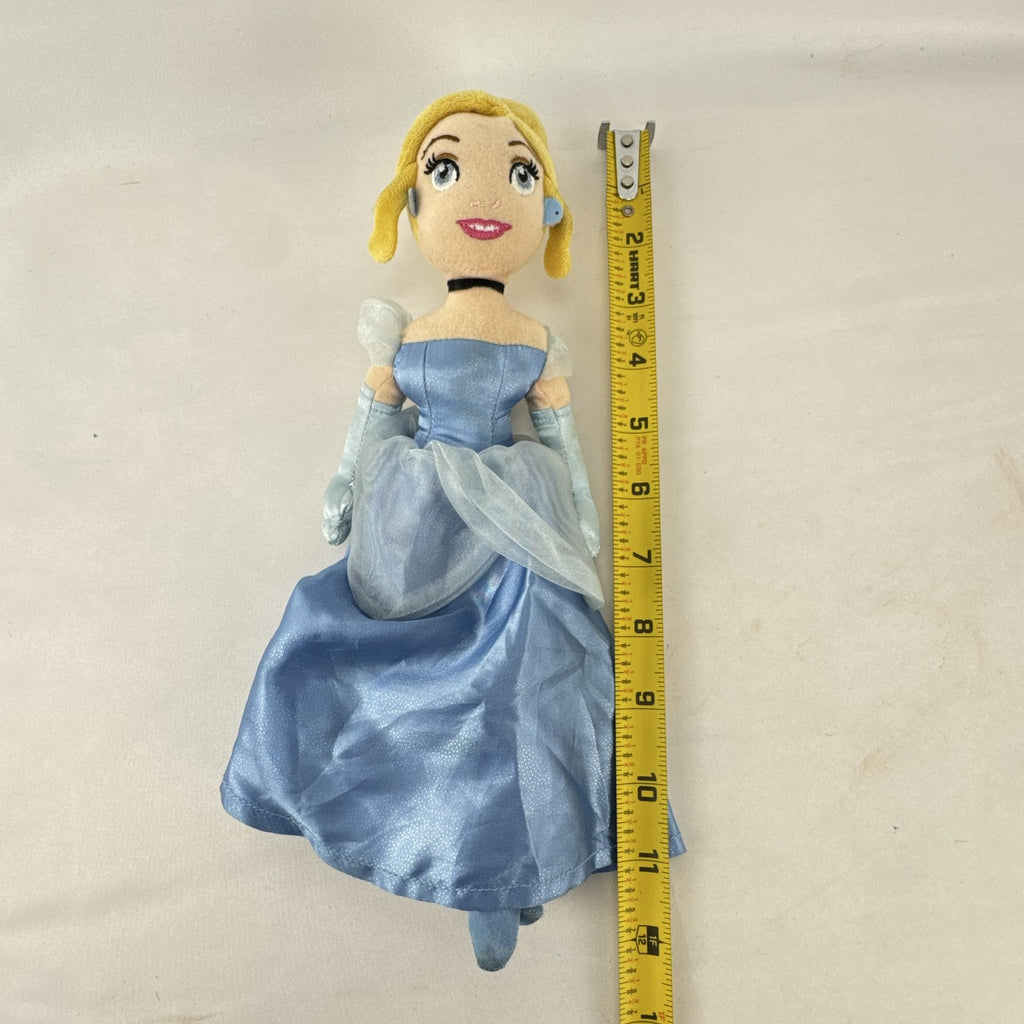 Disney Cinderella 11-inch plush doll wearing sparkling blue satin gown and organza accents
