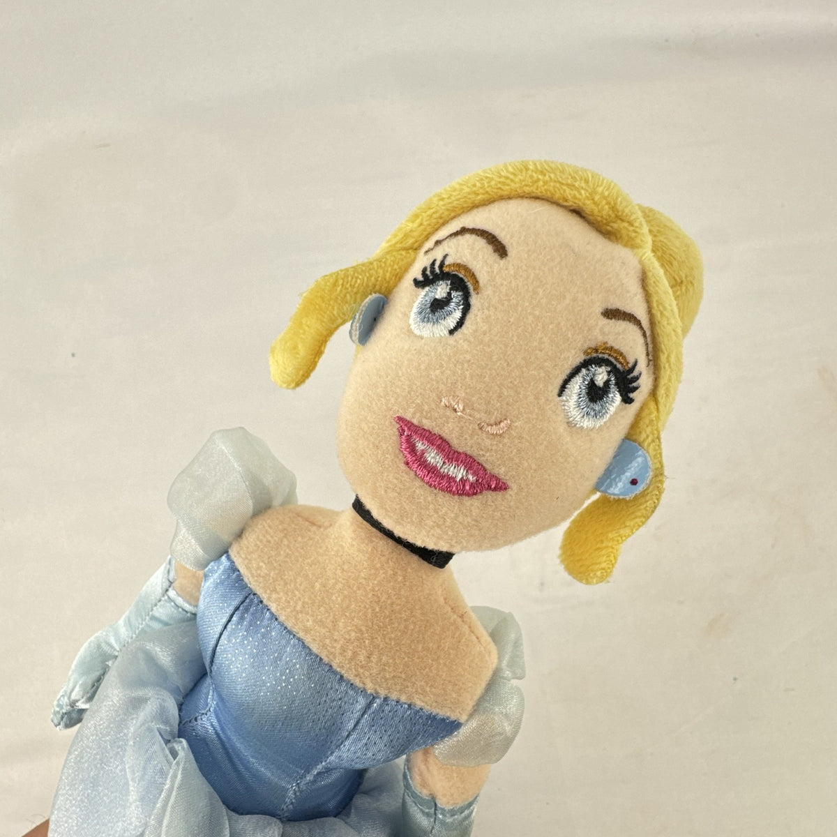 Disney Cinderella 11-inch plush doll wearing sparkling blue satin gown and organza accents