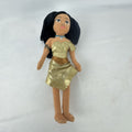 Disney Pocahontas 11-inch plush doll wearing gold satin fringe dress and turquoise necklace