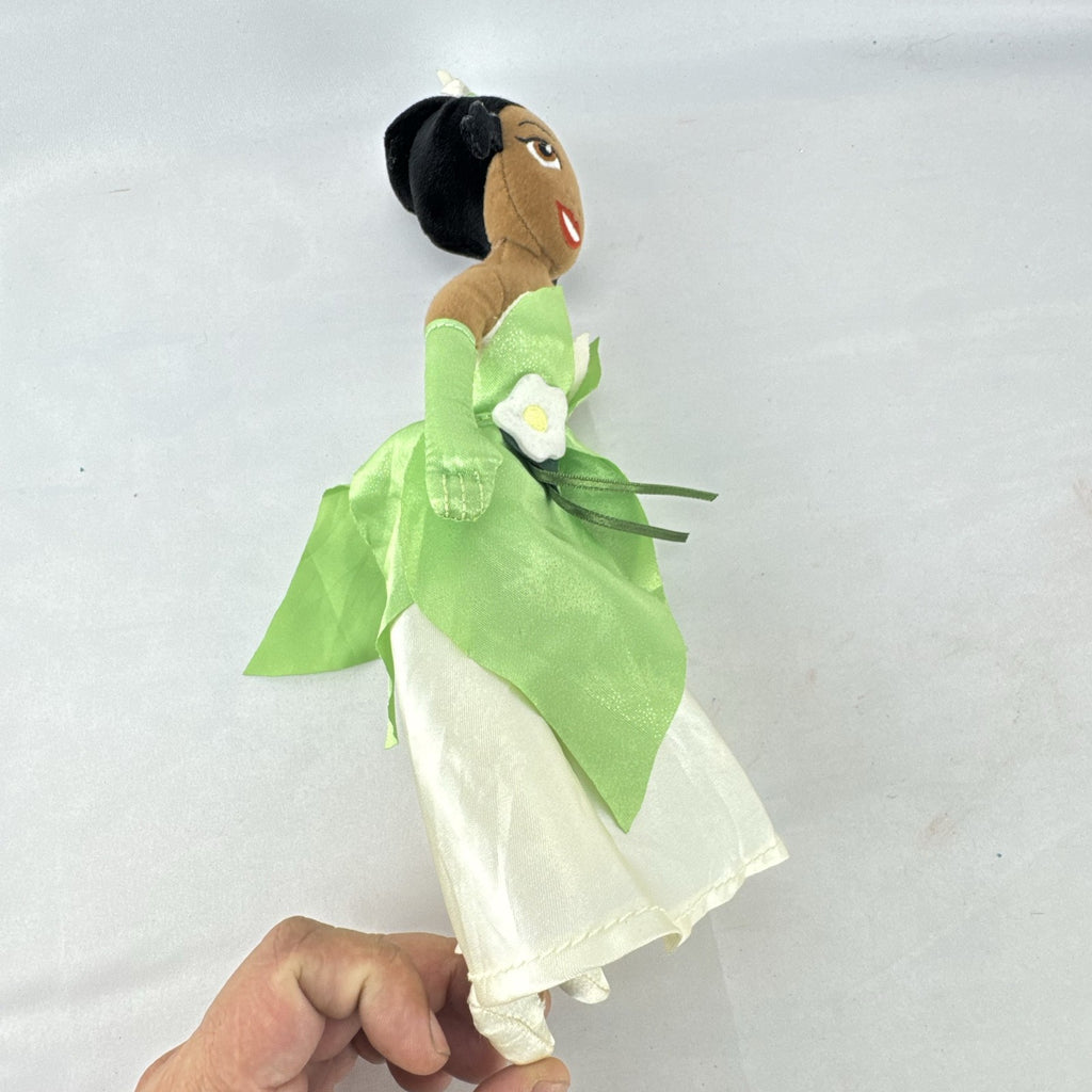Disney Princess Tiana 11-inch plush doll wearing green satin gown