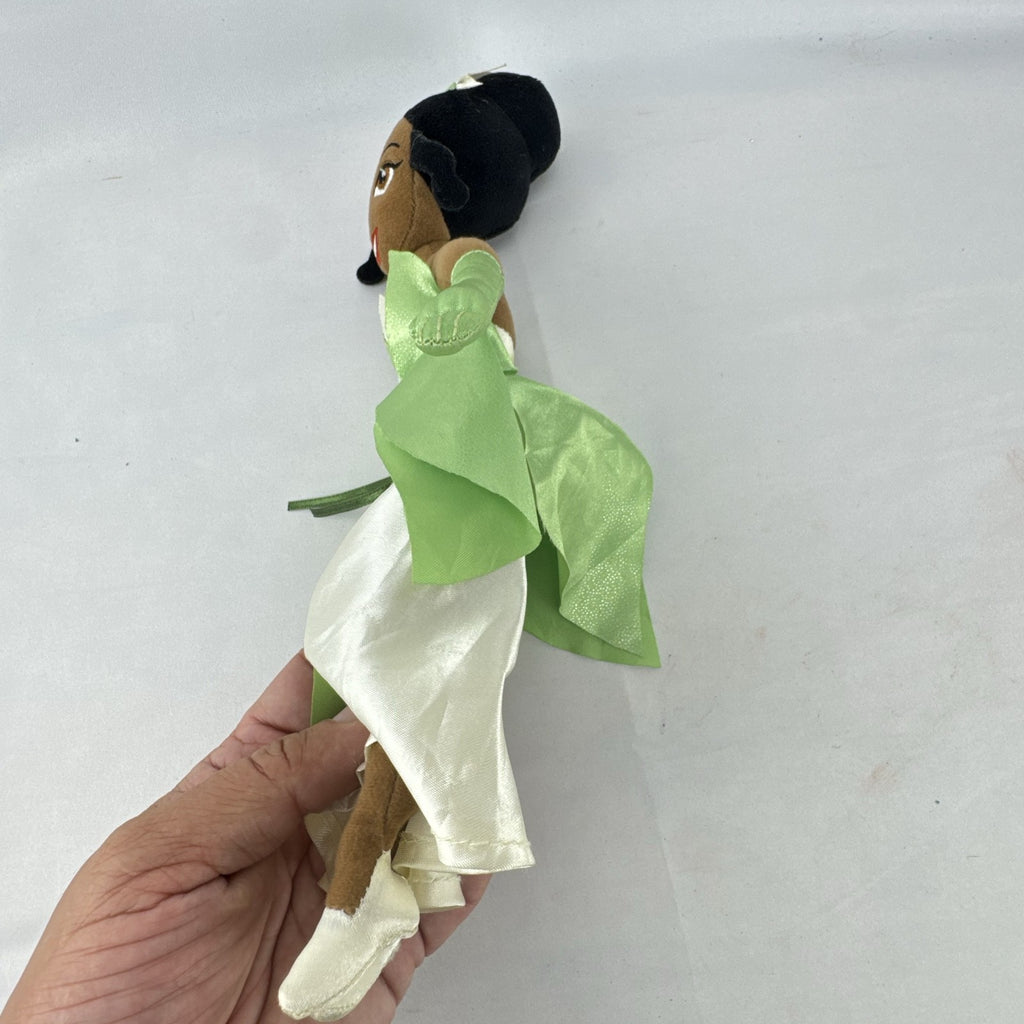 Disney Princess Tiana 11-inch plush doll wearing green satin gown